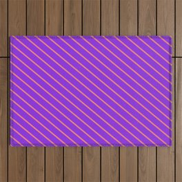 [ Thumbnail: Light Coral and Purple Colored Striped Pattern Outdoor Rug ]