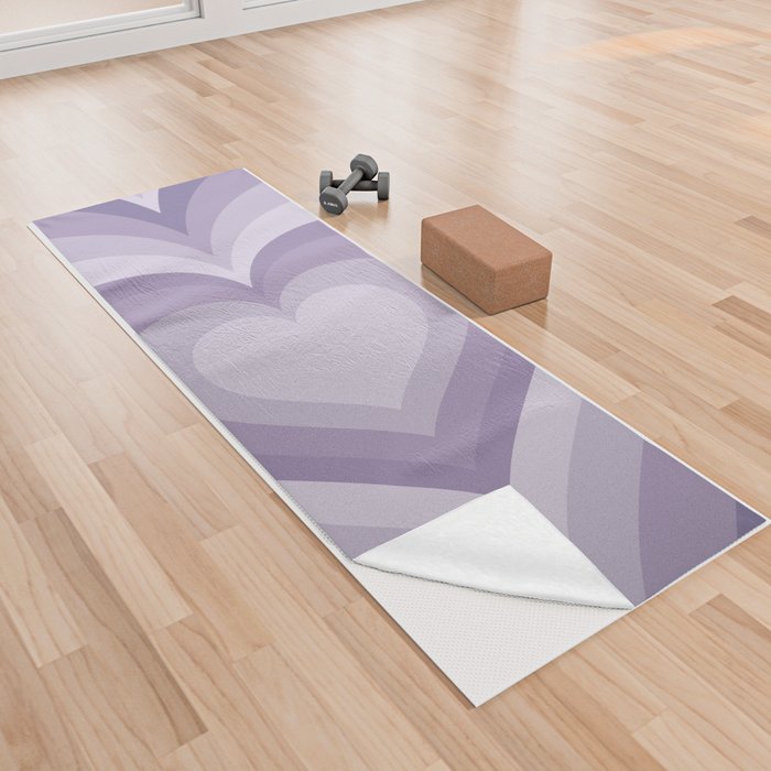 Pastel Lavender Concentric Hearts 90s Y2k Yoga Towel
