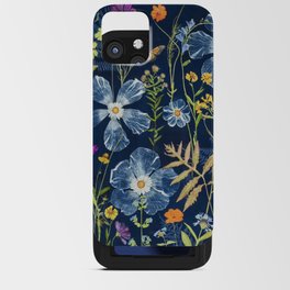 Cyanotype Painting (Hibiscus, Daisies, Cosmos, Ferns, Monarch) iPhone Card Case