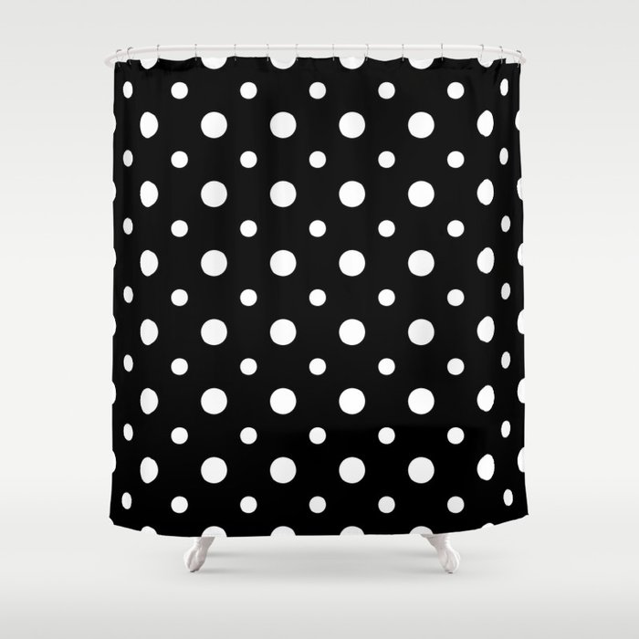 Polka-dot Black And White Shower Curtain