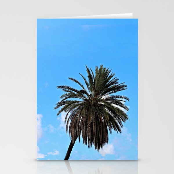 Palm Tree Wind Clouds Sky Summer Stationery Cards