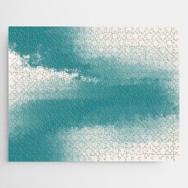 The Call of the Ocean 1 - Minimal Contemporary Abstract - White, Blue, Cyan Jigsaw Puzzle