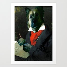 Dog Musician at Work Art Print