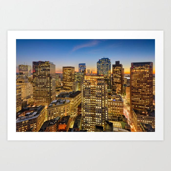 Boston, Massachusetts, City Skyline Art Print