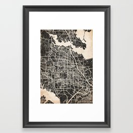 Lewisville map Texas Ink lines 2 Framed Art Print