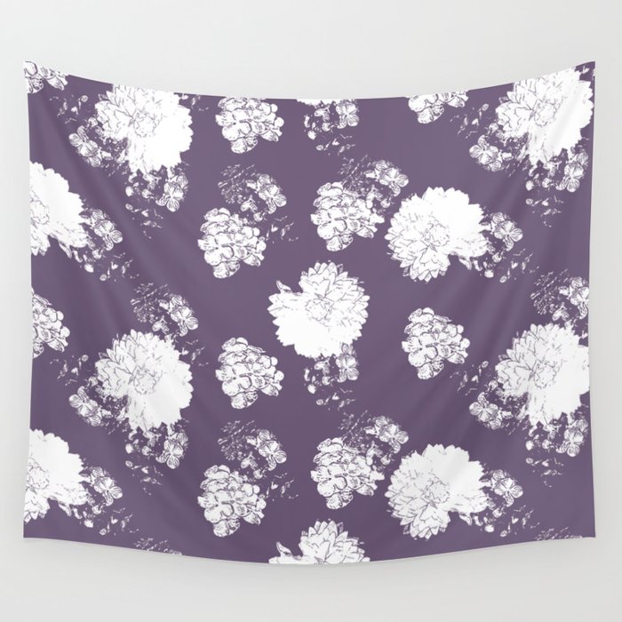 White on Purple Wall Tapestry