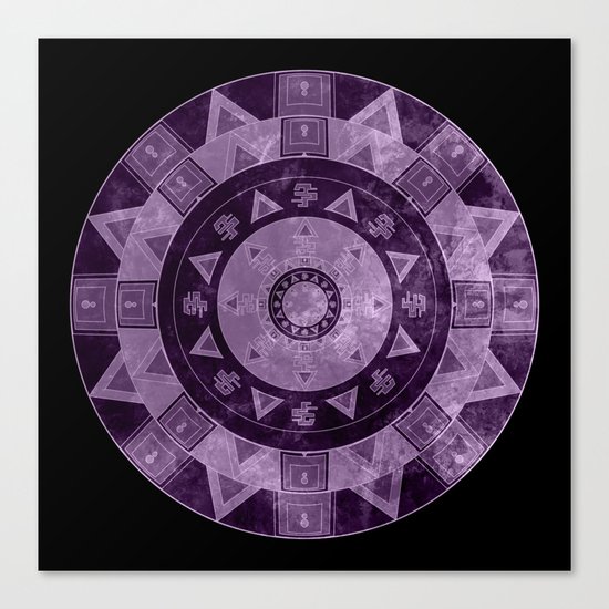 ethnic circle with watercolors Canvas Print