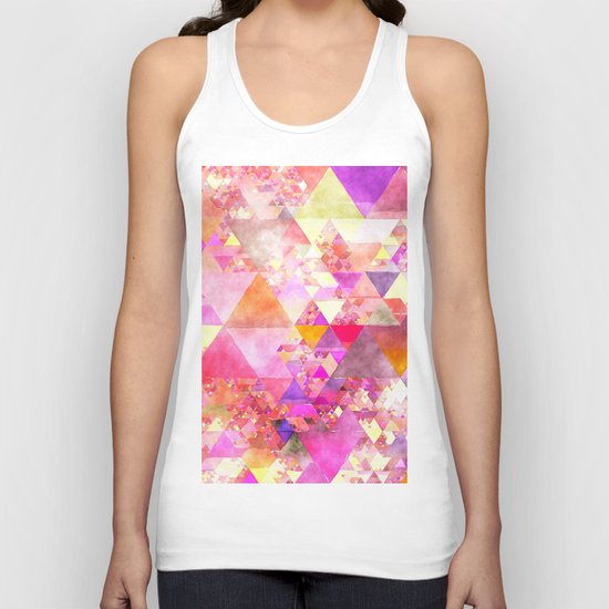 Abstract pink purple yellow -Colorful triangle pattern #Society6 Unisex Tank Top