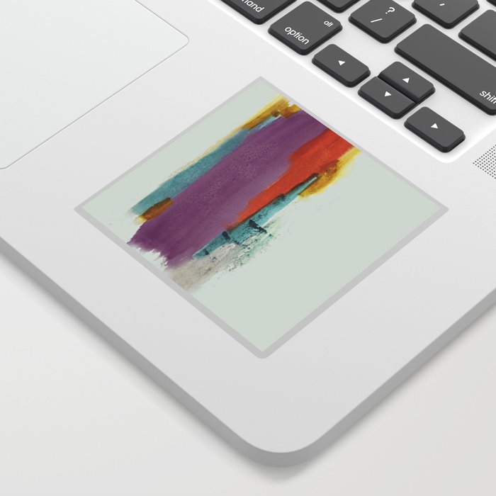 Aly: a colorful, minimal, abstract piece in bold purple, blue, orange, and yellow Sticker
