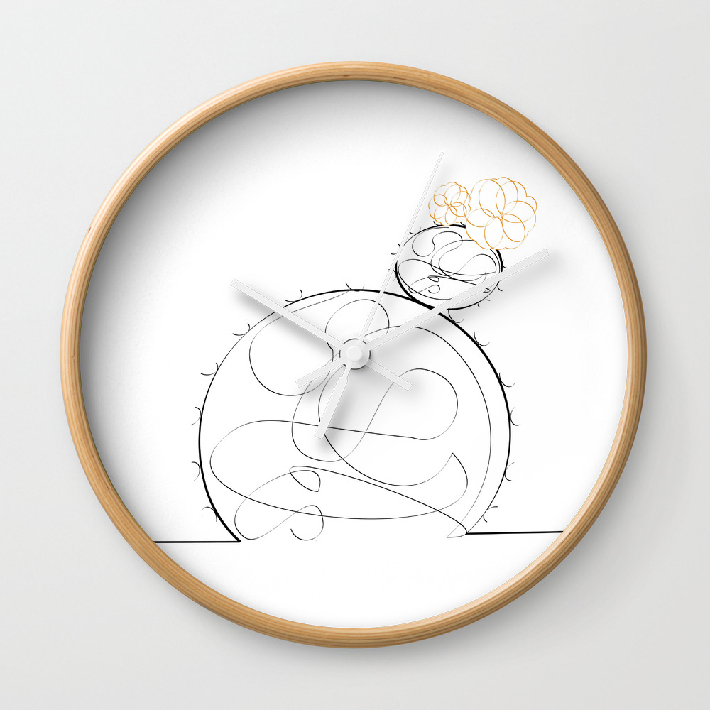 Cactus Simple Line Drawing Wall Clock By Kikicastel Society6