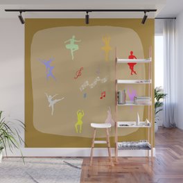 Colorful Ballerinas Gold Wall Mural