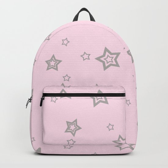 Grey little stars on pink background Backpack
