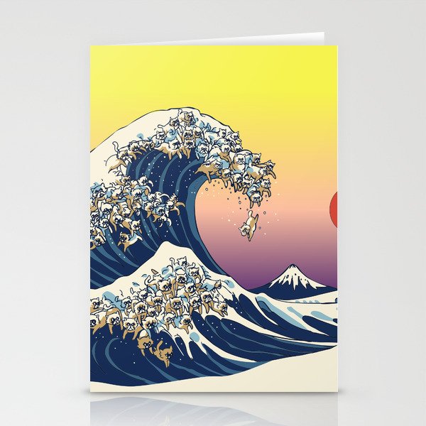 The Great Wave Of  Cat Stationery Cards