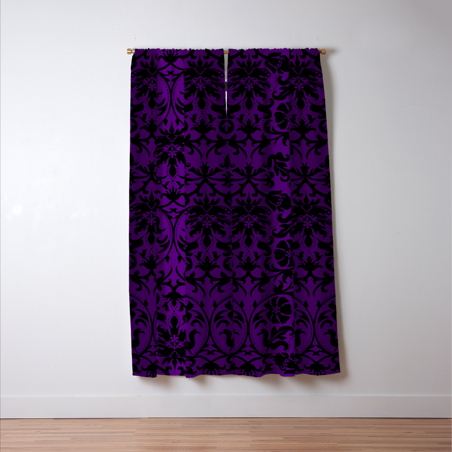 Purple And Black Damask Pattern Design Blackout Curtain By