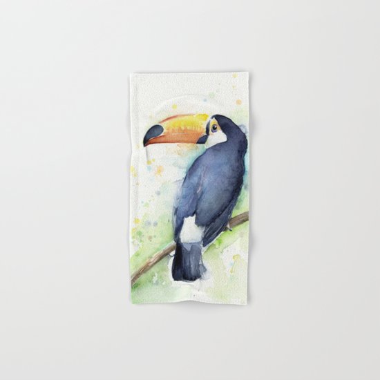 Toucan Tropical Bird Watercolor Hand & Bath Towel