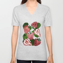 strawberry watercolor V Neck T Shirt