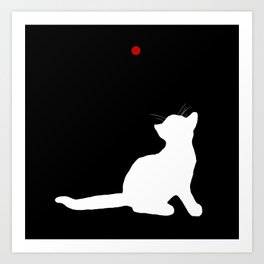 Cat and Laser Cute Minimalistic Animal Portrait Art Print