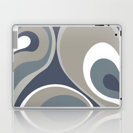 Psychedelic Retro Abstract Design in Navy Blue, Grey and Neutral Tones Laptop Skin