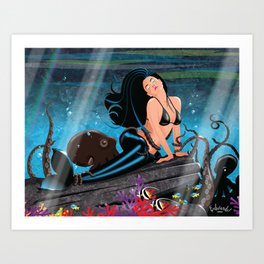 Girl Under The Sea...In The Grip Of Love! Art Print