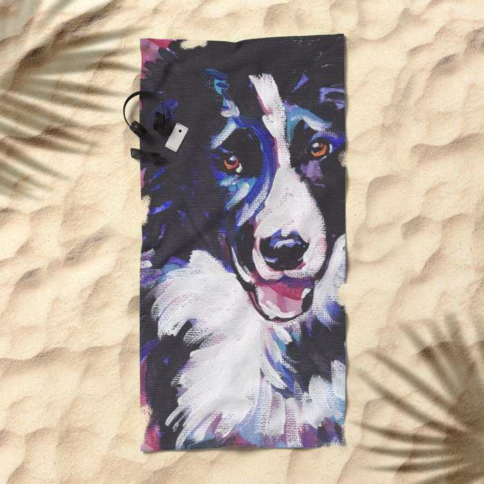 Fun Border Collie Dog Bright Colorful Pop Art Painting By Lea
