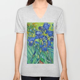 Vincent Van Gogh Irises Painting Detail V Neck T Shirt