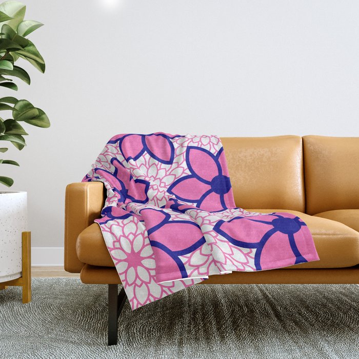 Pink and navy throw blanket shop