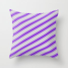 [ Thumbnail: Light Grey & Purple Colored Lined Pattern Throw Pillow ]