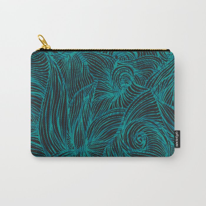 Swirl in Blue, Turquoise and Black Carry-All Pouch