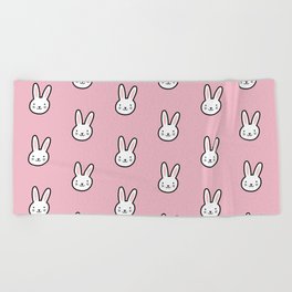 Cute Bunny Pattern (Pink) Beach Towel
