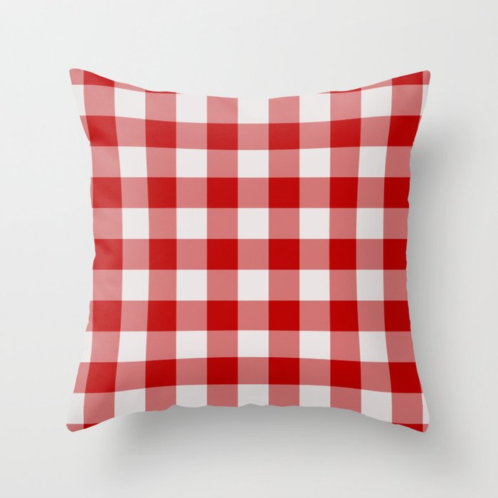 Classic Red Gingham Throw Pillow