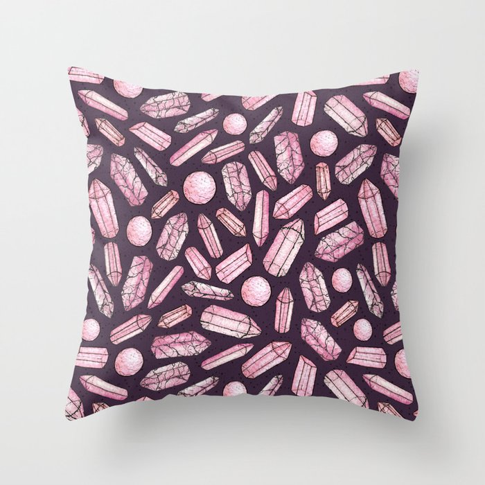 Pink Crystals Pattern Throw Pillow