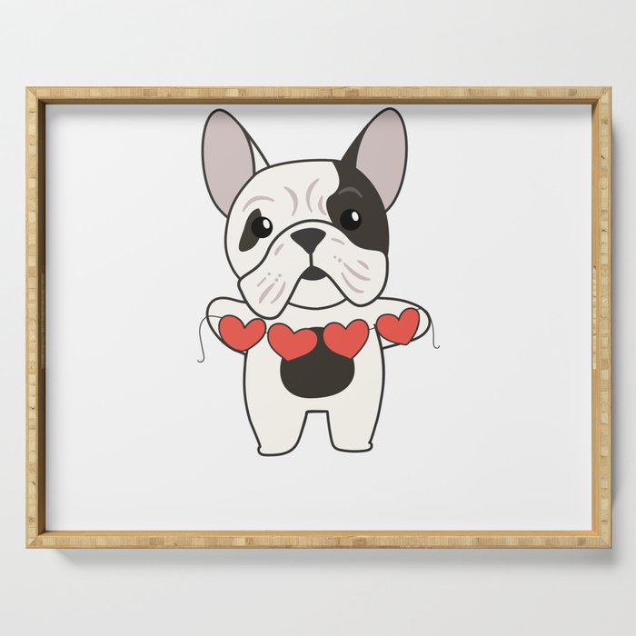 Bulldog For Valentine's Day Cute Animals With Serving Tray