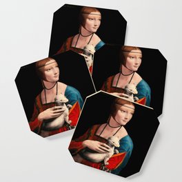 Leonardo da Vinci (Italian,1492-1519) - Title: The Lady with an Ermine - Dama con l'Ermellino (Portrait of Cecilia Gallerani) - Date: 1489-1490 - Style: High Renaissance - Media: Oil on panel - Digitally Enhanced Version (1600dpi) - Coaster