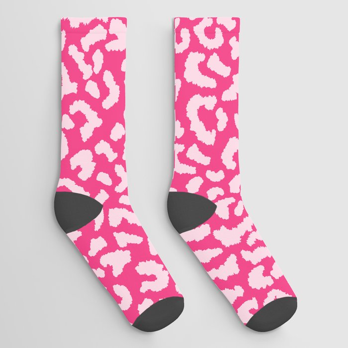 2000s leopard_palest pink on hot pink Socks