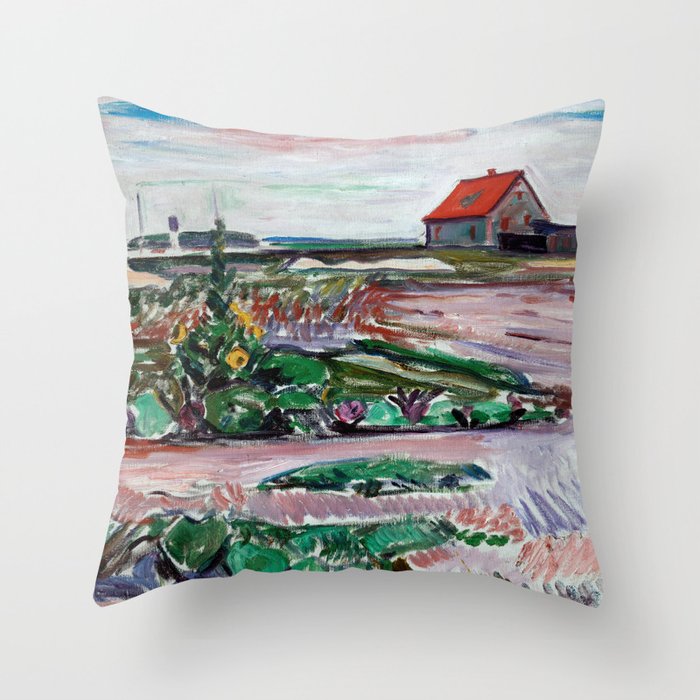 Edvard Munch - Seashore. Landscape near Lubeck Throw Pillow