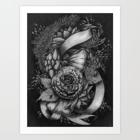 Peony and succulents Art Print