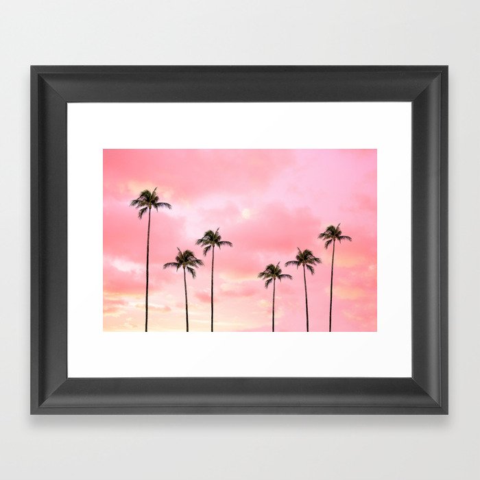 Palm Trees Photography | Hot Pink Sunset Framed Art Print