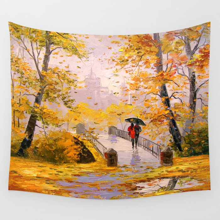 Walk in autumn after rain Wall Tapestry