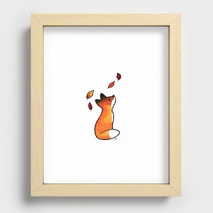The Fox in The Leaves Recessed Framed Print