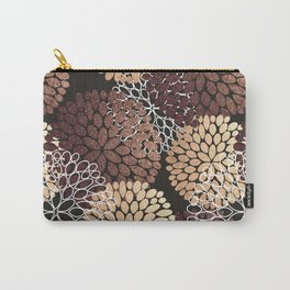 Copper Dahlia Floral Pattern Carry-All Pouch