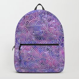 Purple and faux silver swirls doodles Backpack