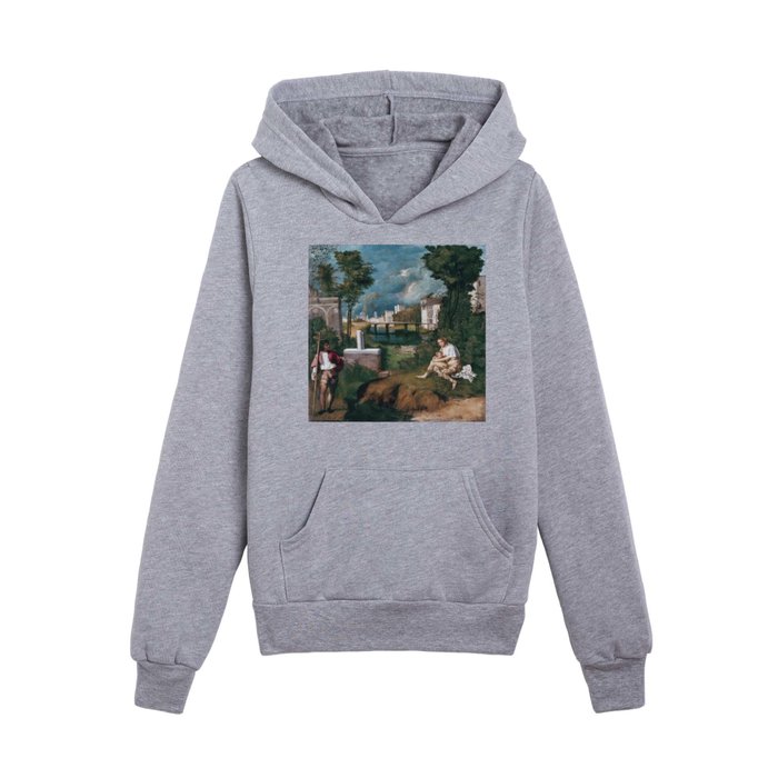 Giorgione The Tempest (1505) famous painting Kids Pullover Hoodie