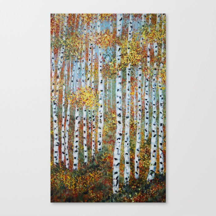 Last Hurrah Aspen Tree Painting Canvas Print By Artbykatsy Society6