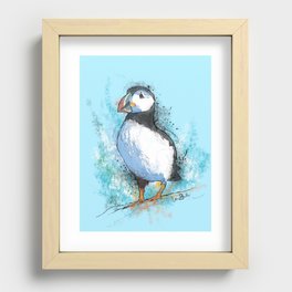 Inky Puffin Recessed Framed Print