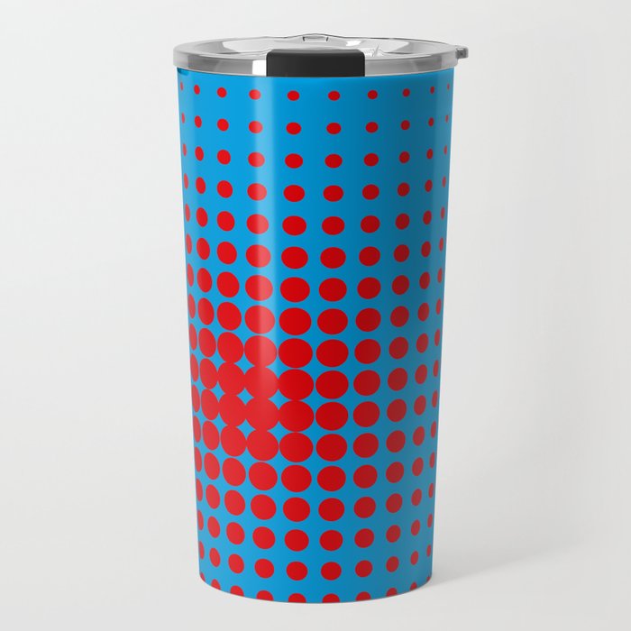 Abstract Creative concept comics pop art style blank layout with clouds beams and isolated dots pattern illustration design Travel Mug