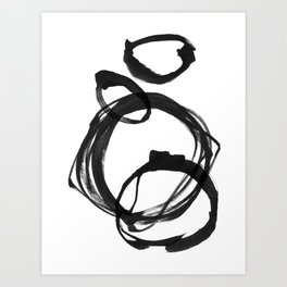 Black Ink Geometric Abstract Painting Rings 3 Art Print