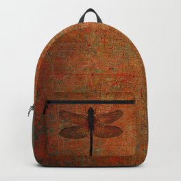 Dragonfly On Orange and Green Background Backpack | Animal, Zen, Dragonfly, Insect, Graphicdesign, Watercolor, Winged, Dragonflies, Digital, Peaceful 