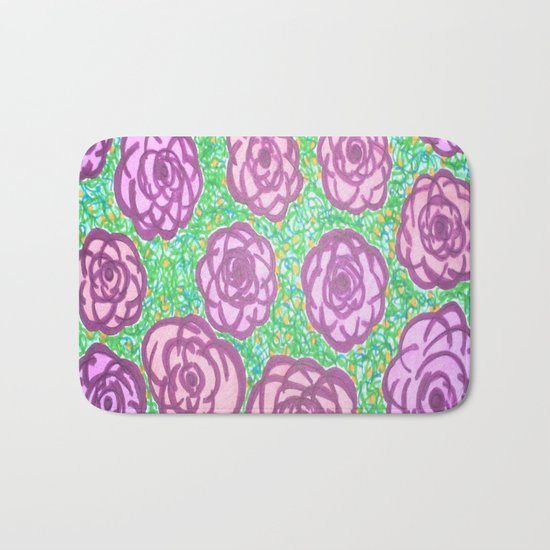 Preppy Rose Garden Bath Mat