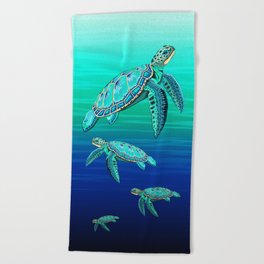 Sea Turtle Turquoise Oceanlife Beach Towel