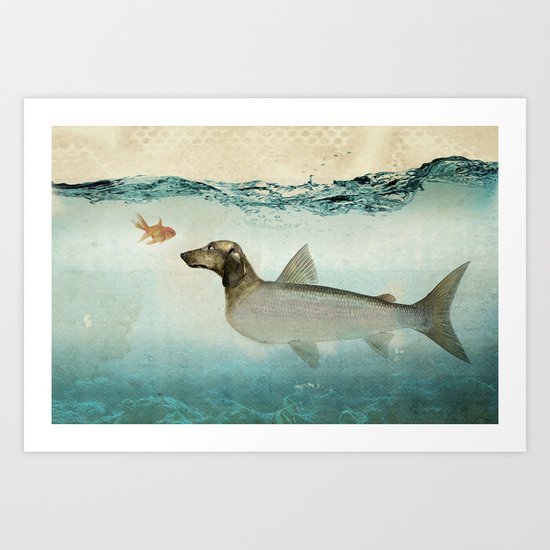 Dog Fish Art Print